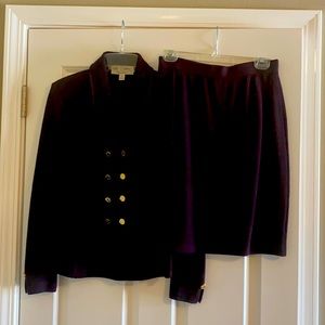 Eggplant St John Knit Jacket and Matching Skirt